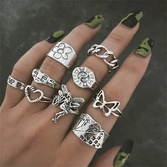 Hiphop Vintage Silver Rings for Women